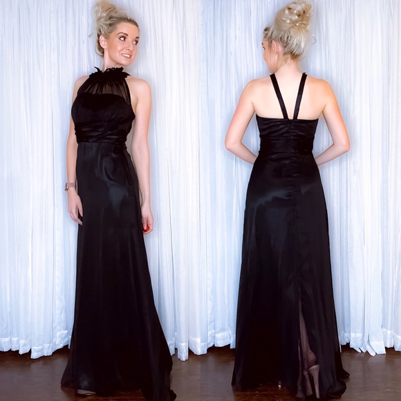 Black Long Bridesmaid Prom Homecoming Dress - Picture 3 of 8